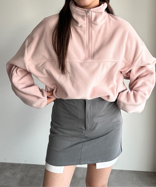 apres jour mignon（アプレジュールミニョン）の「フリースハーフジッププルオーバー【ZOZOTOWN限定アイテム】（スウェット・レディース・ピンク/アイボリー/オレンジ/ブラック・X-LARGE/フリー）」の22枚目の写真
