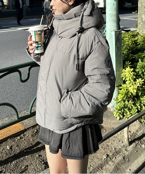 【高見えする冬のマストアイテム！】ハートポイントフード付きダウン（ダウンジャケット/コート）｜Silly（シリー）