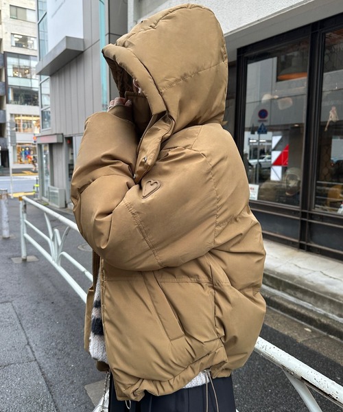 【高見えする冬のマストアイテム！】ハートポイントフード付きダウン（ダウンジャケット/コート）｜Silly（シリー）