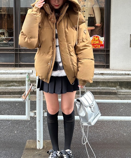 【高見えする冬のマストアイテム！】ハートポイントフード付きダウン（ダウンジャケット/コート）｜Silly（シリー）