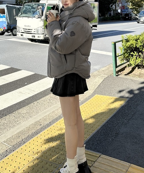 【高見えする冬のマストアイテム！】ハートポイントフード付きダウン（ダウンジャケット/コート）｜Silly（シリー）