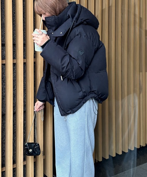 【高見えする冬のマストアイテム！】ハートポイントフード付きダウン（ダウンジャケット/コート）｜Silly（シリー）