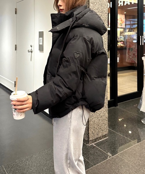 【高見えする冬のマストアイテム！】ハートポイントフード付きダウン（ダウンジャケット/コート）｜Silly（シリー）