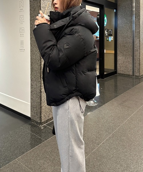 【高見えする冬のマストアイテム！】ハートポイントフード付きダウン（ダウンジャケット/コート）｜Silly（シリー）