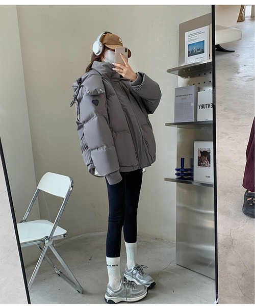 【高見えする冬のマストアイテム！】ハートポイントフード付きダウン（ダウンジャケット/コート）｜Silly（シリー）