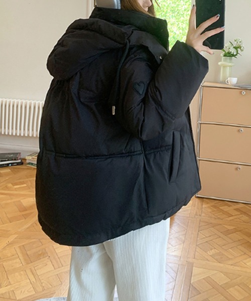 【高見えする冬のマストアイテム！】ハートポイントフード付きダウン（ダウンジャケット/コート）｜Silly（シリー）