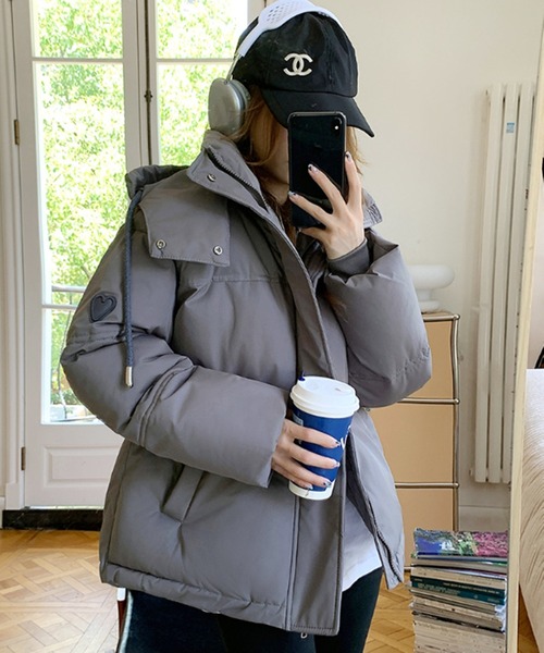 【高見えする冬のマストアイテム！】ハートポイントフード付きダウン（ダウンジャケット/コート）｜Silly（シリー）