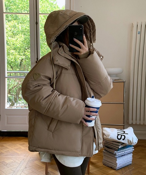 【高見えする冬のマストアイテム！】ハートポイントフード付きダウン（ダウンジャケット/コート）｜Silly（シリー）