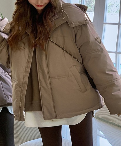 【高見えする冬のマストアイテム！】ハートポイントフード付きダウン（ダウンジャケット/コート）｜Silly（シリー）