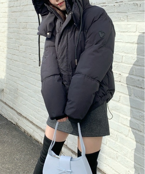 【高見えする冬のマストアイテム！】ハートポイントフード付きダウン（ダウンジャケット/コート）｜Silly（シリー）