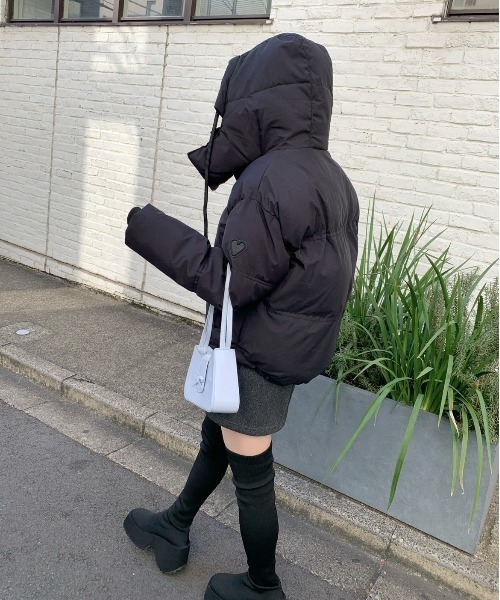 【高見えする冬のマストアイテム！】ハートポイントフード付きダウン（ダウンジャケット/コート）｜Silly（シリー）