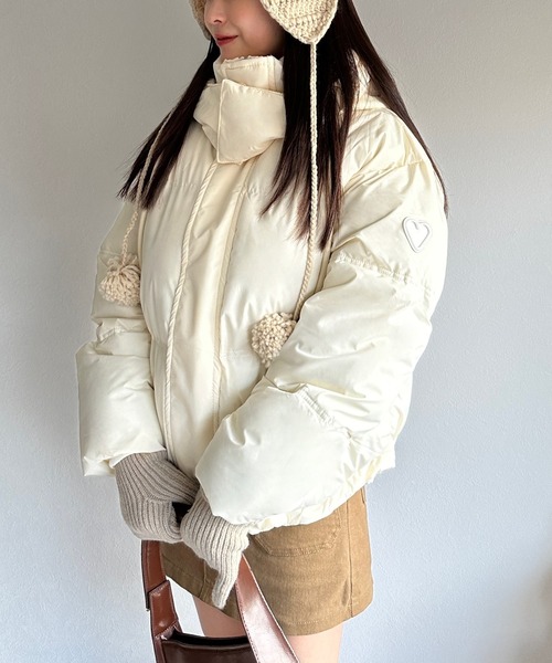 【高見えする冬のマストアイテム！】ハートポイントフード付きダウン（ダウンジャケット/コート）｜Silly（シリー）