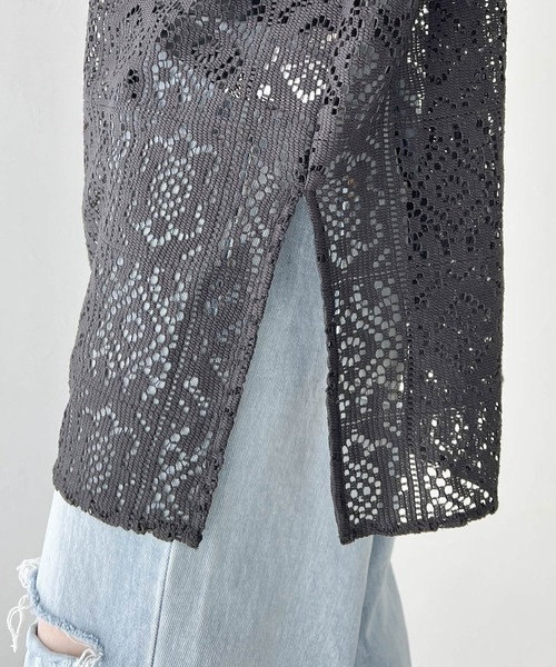 Java（ジャバ）の「【JaVaコラボ】きれいめカジュアルのスタイリング叶う。パネルレースハーフジップ半袖プルオーバー（シャツ/ブラウス・レディース・チャコールグレー/アイボリー/グレイッシュベージュ・X-LARGE/SMALL/MEDIUM/LARGE）」の9枚目の写真