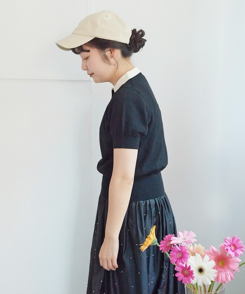 CHILD WOMAN（チャイルドウーマン）の「3/64 Cool Cotton ポロニット（ポロシャツ・レディース・ブラック/イエロー/レッド/アイボリー・FREE）」の18枚目の写真