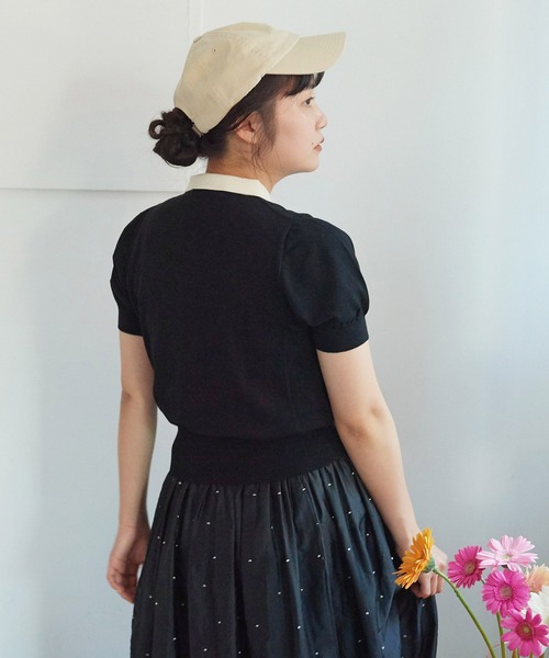 CHILD WOMAN（チャイルドウーマン）の「3/64 Cool Cotton ポロニット（ポロシャツ・レディース・ブラック/イエロー/レッド/アイボリー・FREE）」の19枚目の写真