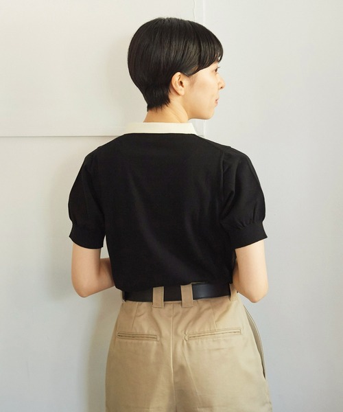 CHILD WOMAN（チャイルドウーマン）の「3/64 Cool Cotton ポロニット（ポロシャツ・レディース・ブラック/イエロー/レッド/アイボリー・FREE）」の13枚目の写真