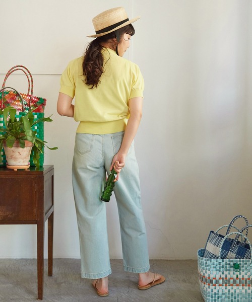 CHILD WOMAN（チャイルドウーマン）の「3/64 Cool Cotton ポロニット（ポロシャツ・レディース・ブラック/イエロー/レッド/アイボリー・FREE）」の10枚目の写真