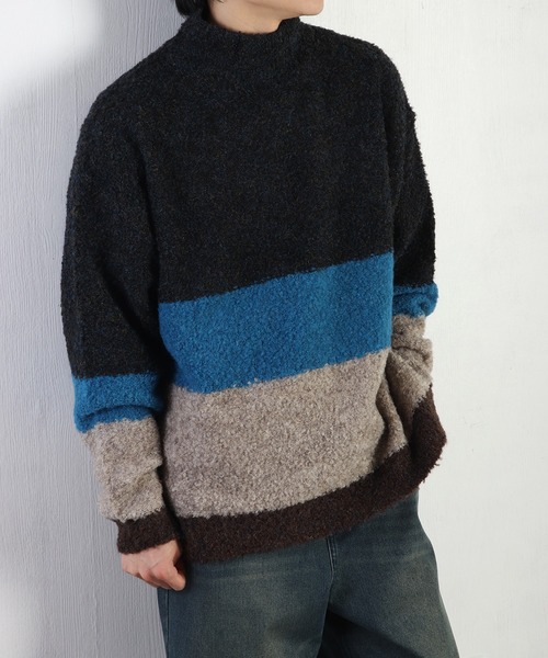 WESTSEA(ウエストシー)の「ループヤーン オーバーサイズ モックネック(ニット/セーター・メンズ・キナリ/グレー系その他/アクア/ブラックミックス/グレー/グレー系その他2/ブラック系その他/グレイッシュベージュ/ダークブラウン・L/M)」の1枚目の写真