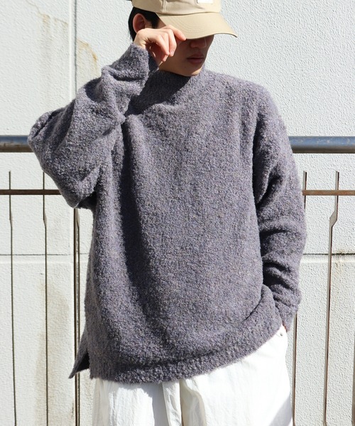 WESTSEA(ウエストシー)の「ループヤーン オーバーサイズ モックネック(ニット/セーター・メンズ・キナリ/グレー系その他/アクア/ブラックミックス/グレー/グレー系その他2/ブラック系その他/グレイッシュベージュ/ダークブラウン・L/M)」の4枚目の写真