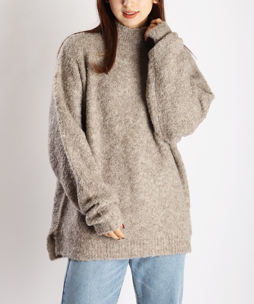 WESTSEA(ウエストシー)の「ループヤーン オーバーサイズ モックネック(ニット/セーター・メンズ・キナリ/グレー系その他/アクア/ブラックミックス/グレー/グレー系その他2/ブラック系その他/グレイッシュベージュ/ダークブラウン・L/M)」の8枚目の写真
