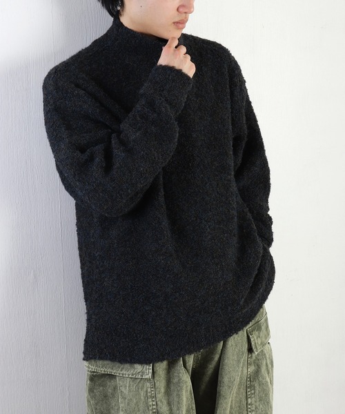 WESTSEA(ウエストシー)の「ループヤーン オーバーサイズ モックネック(ニット/セーター・メンズ・キナリ/グレー系その他/アクア/ブラックミックス/グレー/グレー系その他2/ブラック系その他/グレイッシュベージュ/ダークブラウン・L/M)」の3枚目の写真