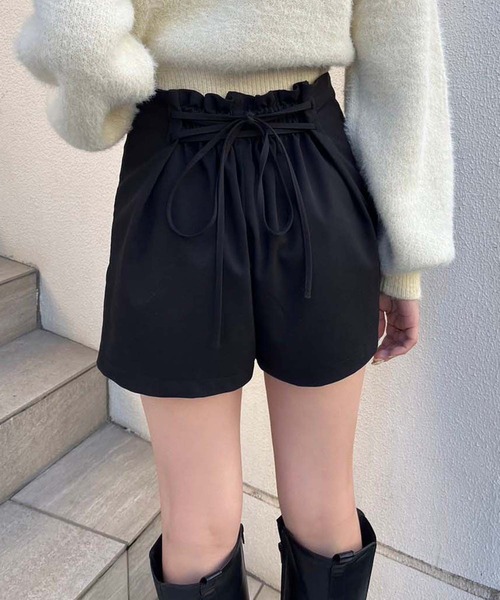 one after another NICE CLAUP(ワンアフターアナザーナイスクラップ)の「バックレースアップショートパンツ【ブラック】(その他パンツ・レディース・ブラック・FREE)」の1枚目の写真
