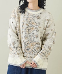 CUBE SUGAR | モヘアタッチジャガードペイズリー柄ニット(ニット/セーター)