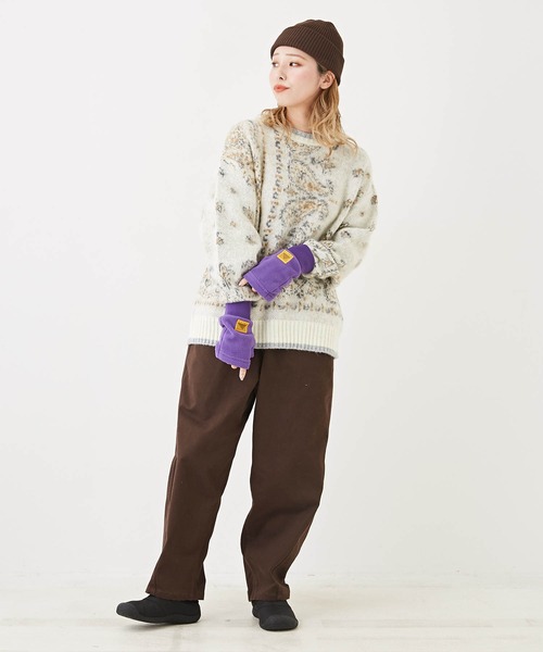 CUBE SUGAR（キューブシュガー）の「モヘアタッチジャガードペイズリー柄ニット（ニット/セーター・レディース・ネイビー/ホワイト/ブラック・M）」の4枚目の写真