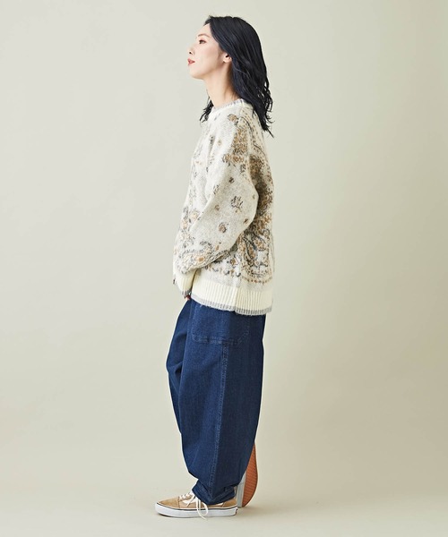 CUBE SUGAR（キューブシュガー）の「モヘアタッチジャガードペイズリー柄ニット（ニット/セーター・レディース・ネイビー/ホワイト/ブラック・M）」の6枚目の写真