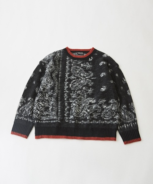 CUBE SUGAR（キューブシュガー）の「モヘアタッチジャガードペイズリー柄ニット（ニット/セーター・レディース・ネイビー/ホワイト/ブラック・M）」の13枚目の写真