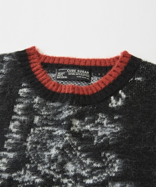 CUBE SUGAR（キューブシュガー）の「モヘアタッチジャガードペイズリー柄ニット（ニット/セーター・レディース・ネイビー/ホワイト/ブラック・M）」の14枚目の写真