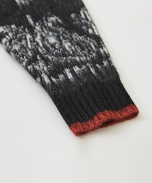 CUBE SUGAR（キューブシュガー）の「モヘアタッチジャガードペイズリー柄ニット（ニット/セーター・レディース・ネイビー/ホワイト/ブラック・M）」の15枚目の写真