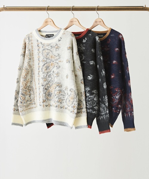 CUBE SUGAR（キューブシュガー）の「モヘアタッチジャガードペイズリー柄ニット（ニット/セーター・レディース・ネイビー/ホワイト/ブラック・M）」の19枚目の写真