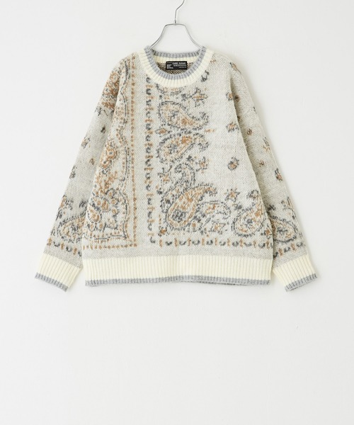 CUBE SUGAR（キューブシュガー）の「モヘアタッチジャガードペイズリー柄ニット（ニット/セーター・レディース・ネイビー/ホワイト/ブラック・M）」の21枚目の写真