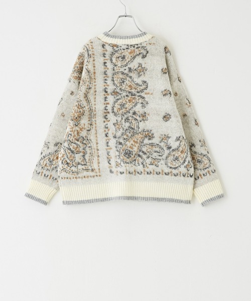 CUBE SUGAR（キューブシュガー）の「モヘアタッチジャガードペイズリー柄ニット（ニット/セーター・レディース・ネイビー/ホワイト/ブラック・M）」の22枚目の写真