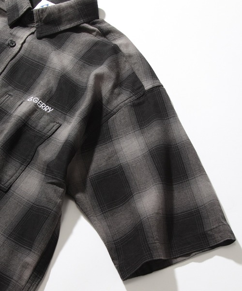 GERRY（ジェリー）の「【GERRY/ジェリー】 オンブレチェック ショートスリーブシャツ（シャツ/ブラウス・メンズ・ブラック/アイボリー/ブルー・M/L/LL）」の4枚目の写真
