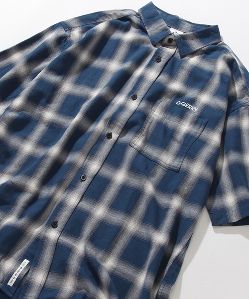 GERRY（ジェリー）の「【GERRY/ジェリー】 オンブレチェック ショートスリーブシャツ（シャツ/ブラウス・メンズ・ブラック/アイボリー/ブルー・M/L/LL）」の12枚目の写真