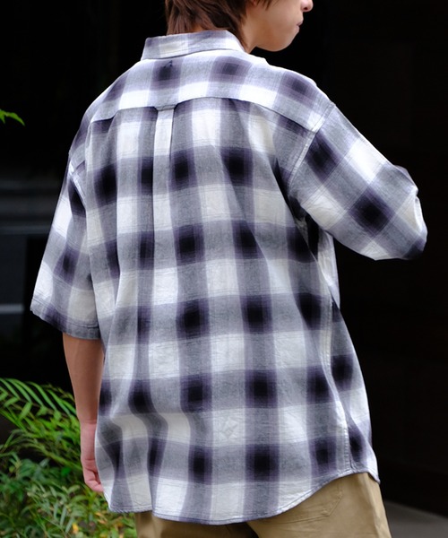 GERRY（ジェリー）の「【GERRY/ジェリー】 オンブレチェック ショートスリーブシャツ（シャツ/ブラウス・メンズ・ブラック/アイボリー/ブルー・M/L/LL）」の16枚目の写真