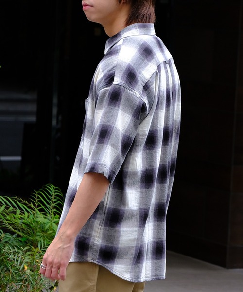 GERRY（ジェリー）の「【GERRY/ジェリー】 オンブレチェック ショートスリーブシャツ（シャツ/ブラウス・メンズ・ブラック/アイボリー/ブルー・M/L/LL）」の17枚目の写真