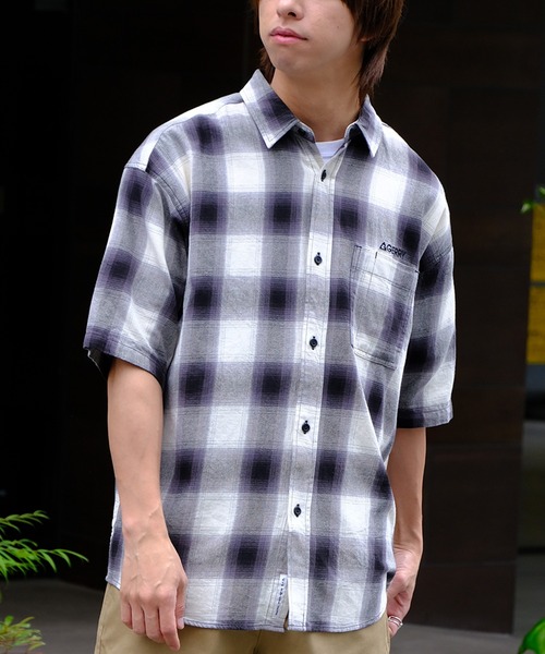 GERRY（ジェリー）の「【GERRY/ジェリー】 オンブレチェック ショートスリーブシャツ（シャツ/ブラウス・メンズ・ブラック/アイボリー/ブルー・M/L/LL）」の18枚目の写真