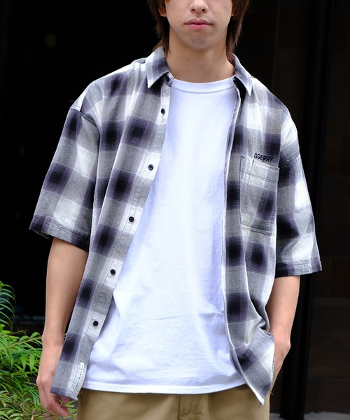 GERRY（ジェリー）の「【GERRY/ジェリー】 オンブレチェック ショートスリーブシャツ（シャツ/ブラウス・メンズ・ブラック/アイボリー/ブルー・M/L/LL）」の19枚目の写真