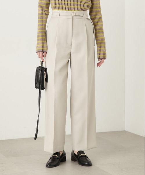 N.(N. Natural Beauty Basic)(エヌエヌナチュラルビューティーベーシック)の「【S Size Line】◆ウォッシャブルベルト付ワイドパンツ(スラックス・レディース・ブルー/グレー/ホワイト・SMALL/MEDIUM)」の4枚目の写真