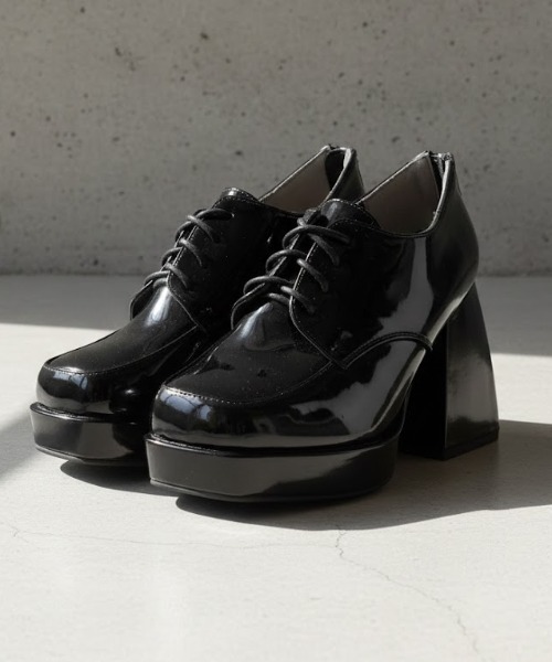 LOVEHUNTER（ラブハンター）の「厚底 バルキーヒール バックジップドレスシューズ（ドレスシューズ・レディース・アイボリー/ブラック系2/ブラック系1・S/M/L/LL）」の3枚目の写真