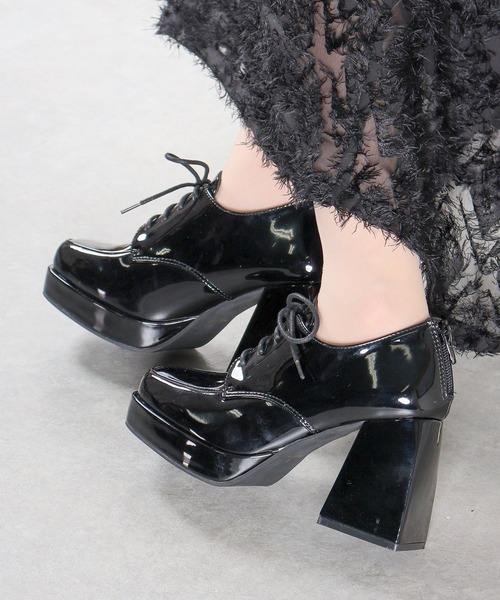 LOVEHUNTER（ラブハンター）の「厚底 バルキーヒール バックジップドレスシューズ（ドレスシューズ・レディース・アイボリー/ブラック系2/ブラック系1・S/M/L/LL）」の5枚目の写真