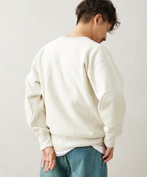 Champion（チャンピオン）の「【CHAMPION / チャンピオン】別注 R/W エルボーパッチスウェット（スウェット・メンズ・ブラック/アイボリー/グレー・MEDIUM/LARGE/X-LARGE）」の4枚目の写真