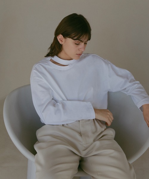 MANOF（マノフ）の「W FACE L/S TOPS（Tシャツ/カットソー・レディース・ブラック/ホワイト・FREE）」の6枚目の写真