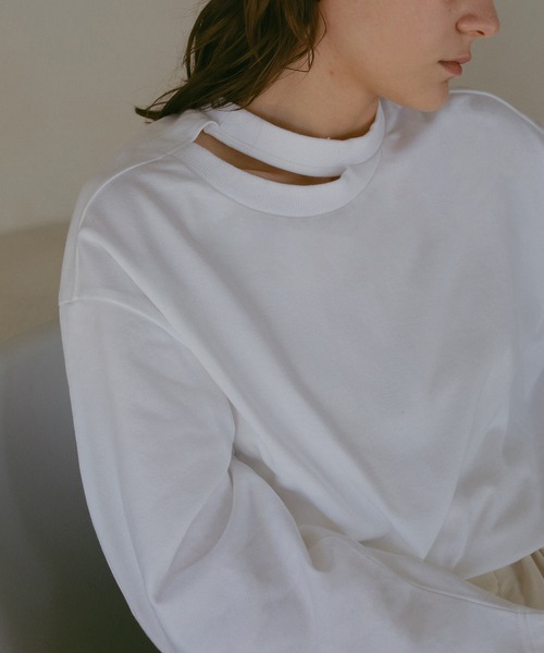 MANOF（マノフ）の「W FACE L/S TOPS（Tシャツ/カットソー・レディース・ブラック/ホワイト・FREE）」の7枚目の写真