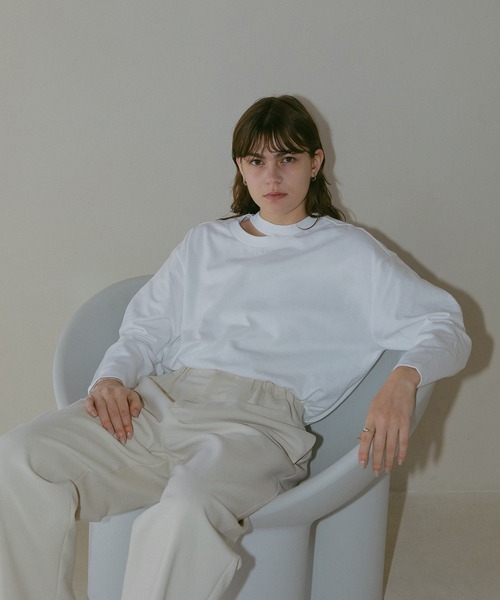 MANOF（マノフ）の「W FACE L/S TOPS（Tシャツ/カットソー・レディース・ブラック/ホワイト・FREE）」の8枚目の写真