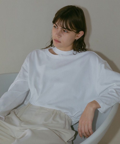 MANOF（マノフ）の「W FACE L/S TOPS（Tシャツ/カットソー・レディース・ブラック/ホワイト・FREE）」の9枚目の写真