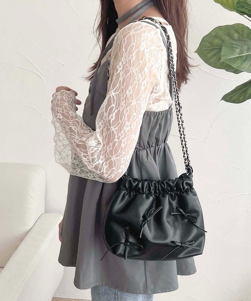 apres jour clair×ARIAZ】リボン付きチェーンバッグ（ショルダーバッグ